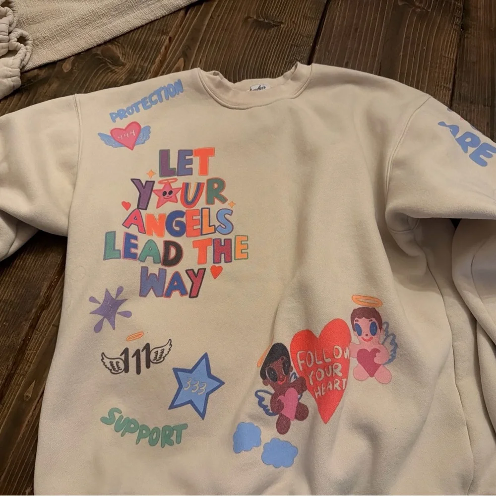 Mayfair Group Angels All Around You Sweatpants Sweatshirt Matching Set S M - Picture 3 of 10